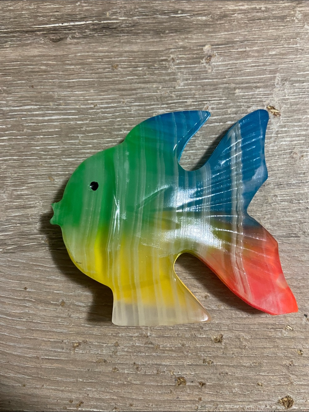 Vintage Handcrafted Multicolor Resin Fish Accent - Green, Blue, Yellow, Red